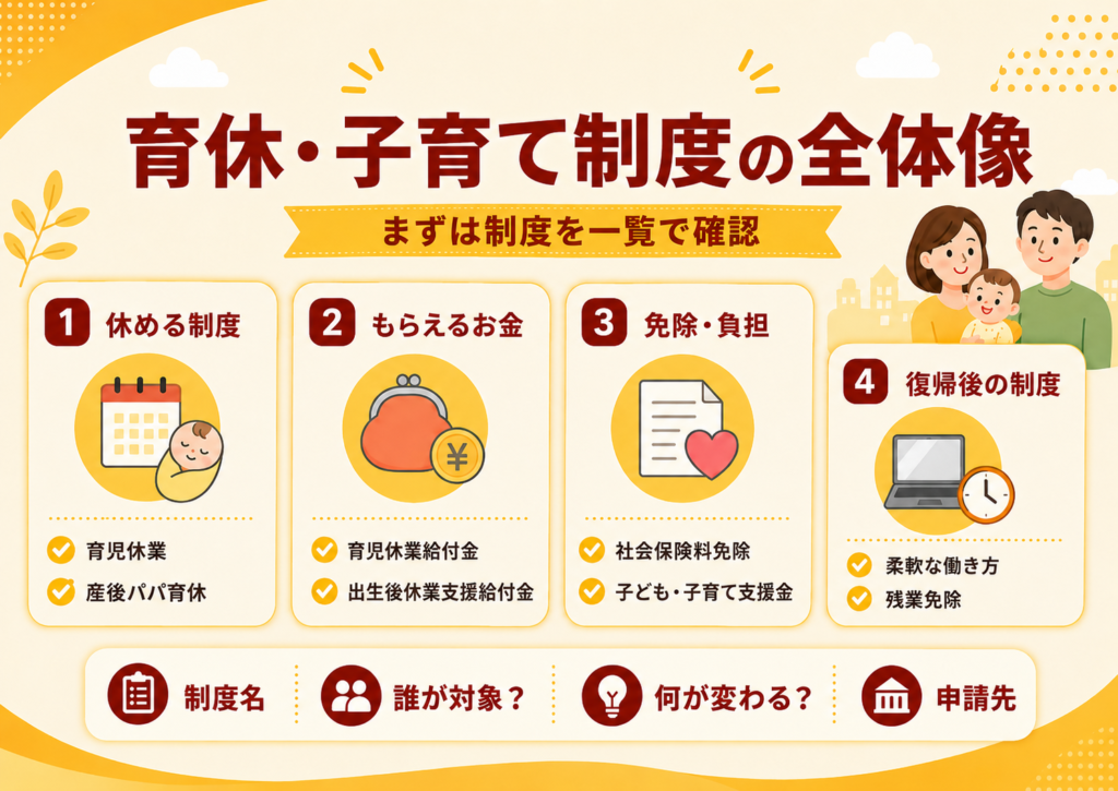 育休でもらえるお金・使える制度まとめ|給付金・社会保険料・税金を解説