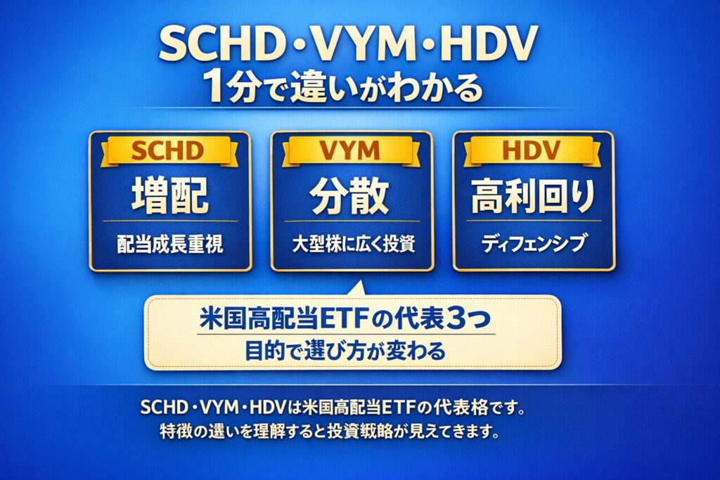 SCHD・VYM・HDVを徹底比較