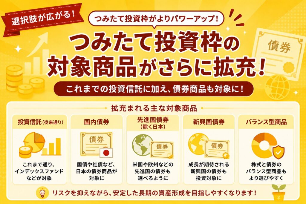 つみたて投資枠の拡充|債券・バランス型も選びやすく