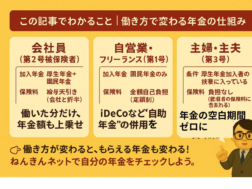 働き方で変わる年金の仕組み