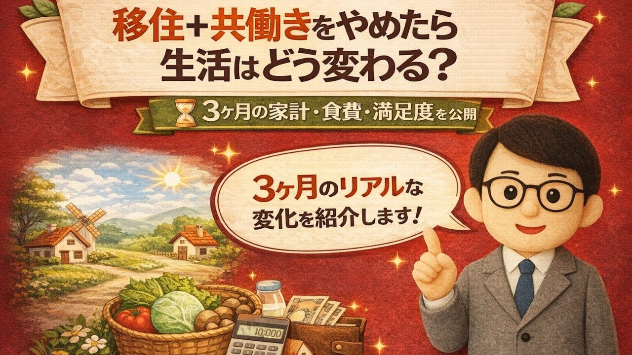 移住して共働きをやめた結果|生活費・食費・満足度はどう変わった?3ヶ月のリアル