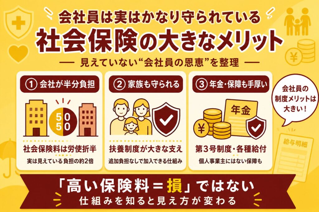 会社員は実はかなり守られている｜社会保険の大きなメリット
